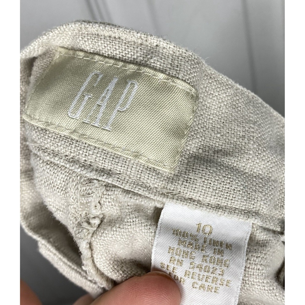 Vintage Gap Women's 100% Linen High Rise Shorts Beige 10- Read - Picture 6 of 6